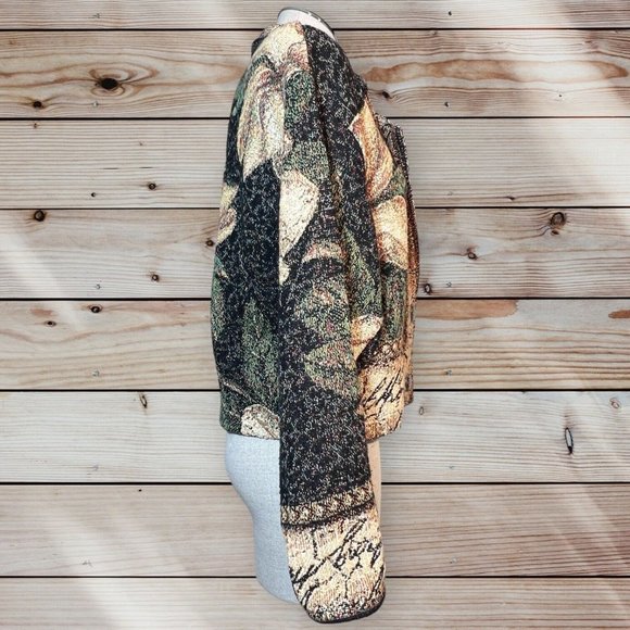 PAINTED PONY Magnolia Flower Tapestry Jacket Women Cropped Large Made In USA VTG - Picture 3 of 8